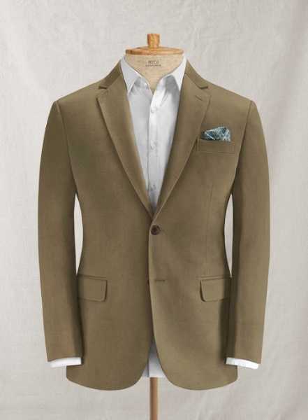 Dark Beige Feather Cotton Canvas Stretch Suit