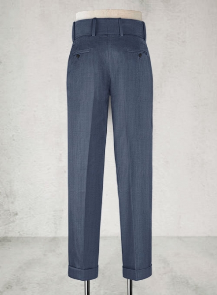 Napolean Sharkskin Slate Blue Double Gurkha Wool Trousers