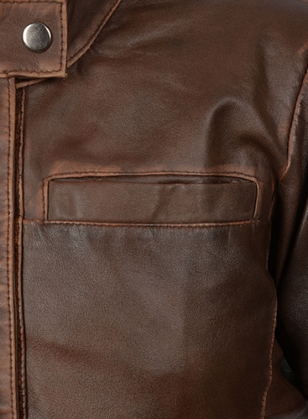 Rubbed Tan Washed Leather Jacket # 536