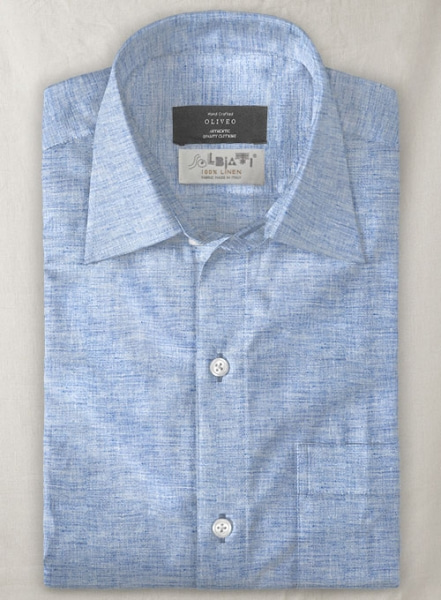 Solbiati Light Blue Linen Shirt - Half Sleeves
