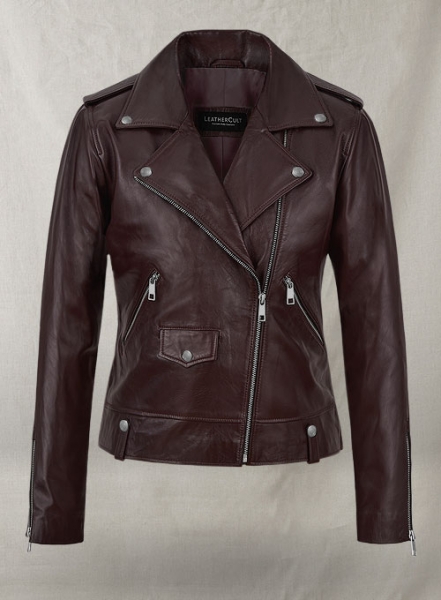 Burgundy Meghan Markle Leather Jacket