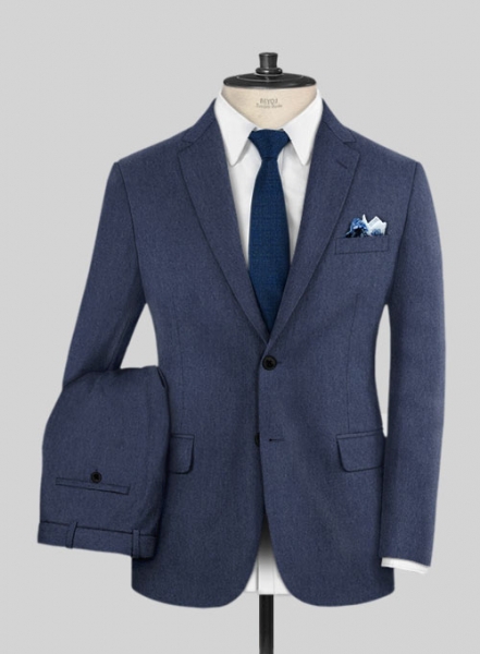 Indigo Blue Flannel Wool Suit