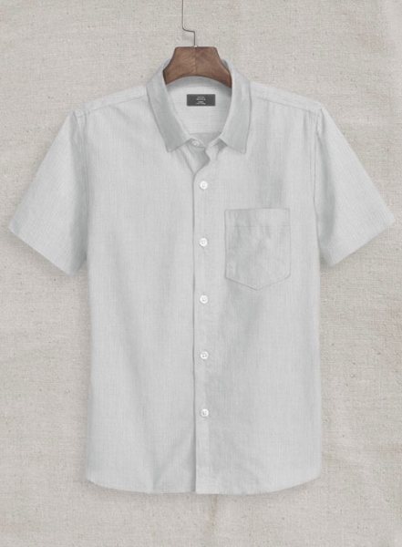 Italian Herringbone Gray Shirt - Half Sleeves