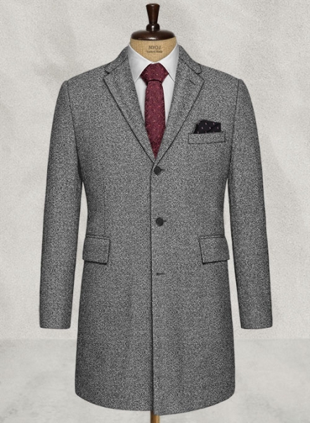 Basket Weave Gray Tweed Overcoat