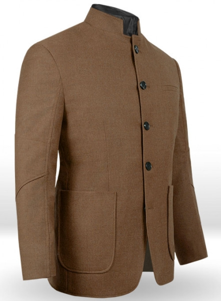 Mid Brown Flannel Wool Breezer Style Jacket