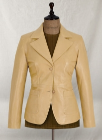 Soft Beige Jennifer Aniston Friends Season 5 Leather Blazer