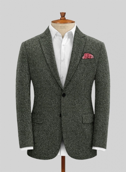 Dark Olive Flecks Donegal Tweed Jacket