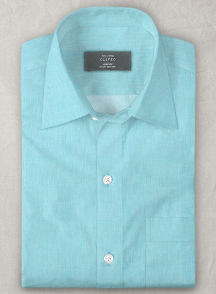 Aqua Blue Luxury Twill Shirt - Half Sleeves