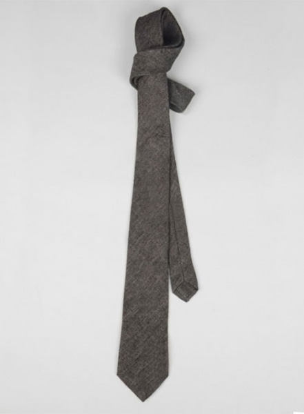 Italian Linen Tie - Carbon Black Herringbone