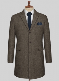 Musto Vintage Dark Brown Herringbone Tweed Overcoat