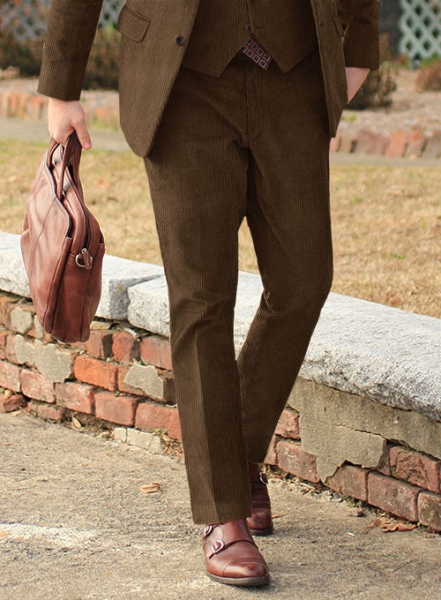 Rich Brown Thick Stretch Corduroy Suit