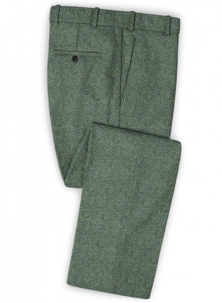 Harris Tweed Wide Herringbone Green Suit