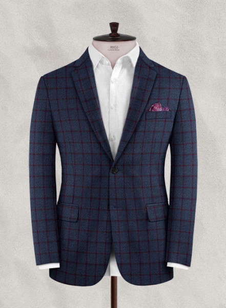 Italian Wool Cashmere Mardio Blue Checks Jacket