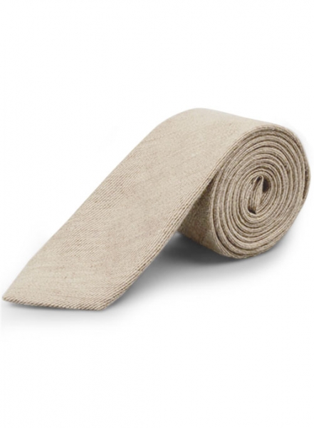 Italian Linen Tie - Denim Light Brown