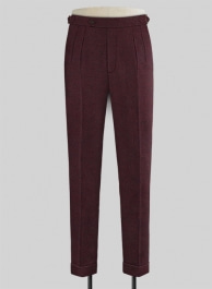 Wine Herringbone Highland Tweed Trousers