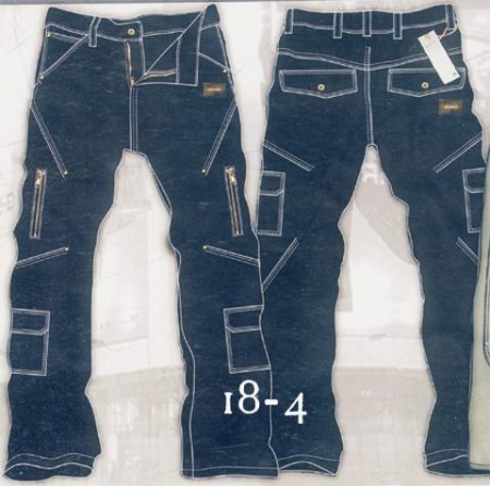 Designer Denim Cargo Jeans - Style 18-4