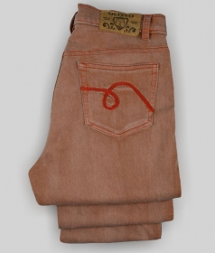 Rustic Orange Stretch Jeans - Vintage Wash - Look #330