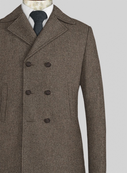 Dapper Brown Tweed Pea Coat