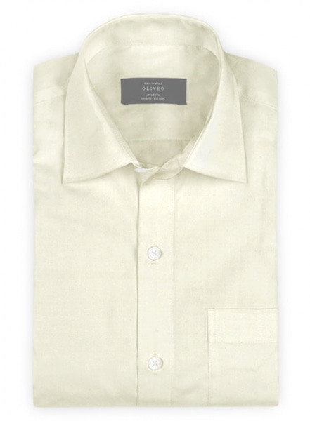 Cream Cotton Linen Shirt - Full Sleeves