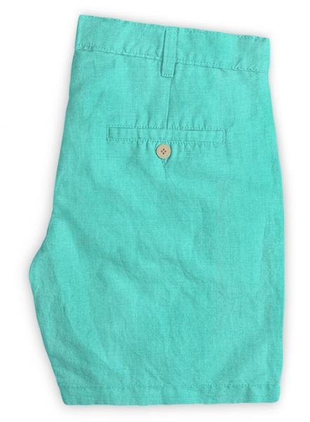 Safari Teal Blue Cotton Linen Shorts