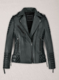 Charlotte Burnt Charcoal Leather Jacket