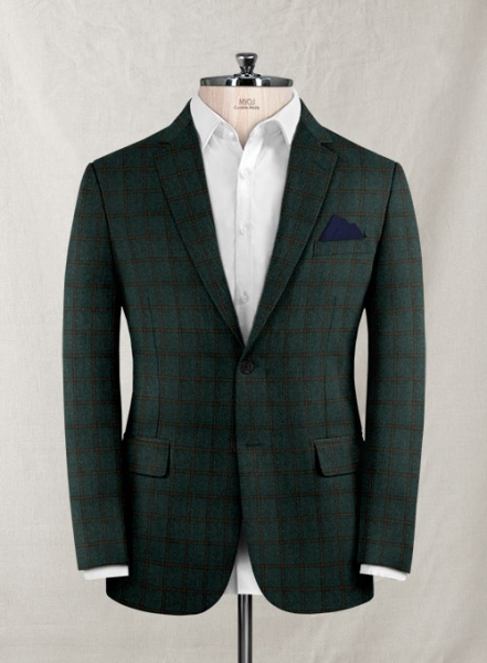 Italian Wool Cashmere Laura Green Checks Jacket