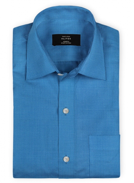 Cube Marine Blue Cotton Shirt - Full Sleeves