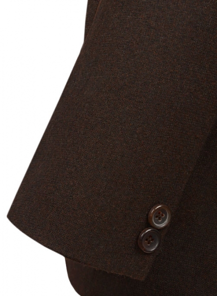 Light Weight Deep Brown Tweed Jacket - Leather Trims