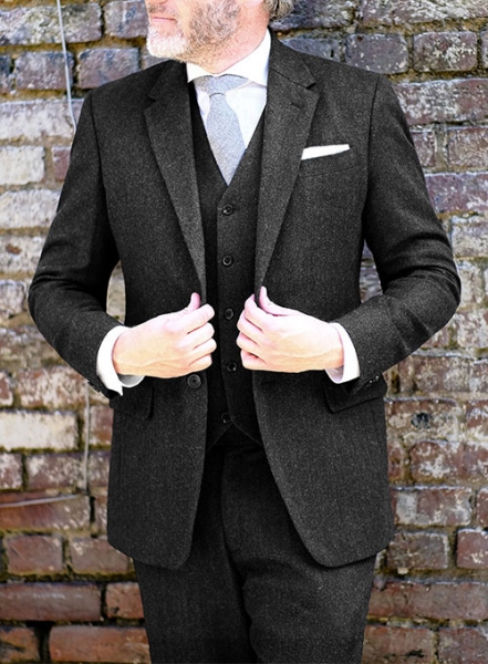 Charcoal Herringbone Tweed Suit : Made To Measure Custom Jeans For