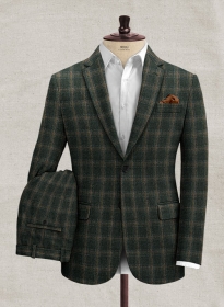 Italian Acallo Dark Green Tweed Suit