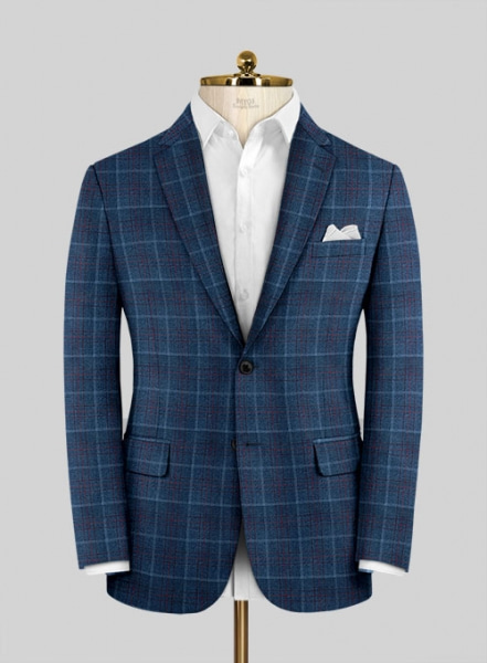 Reda Plume Blue Checks Wool Suit