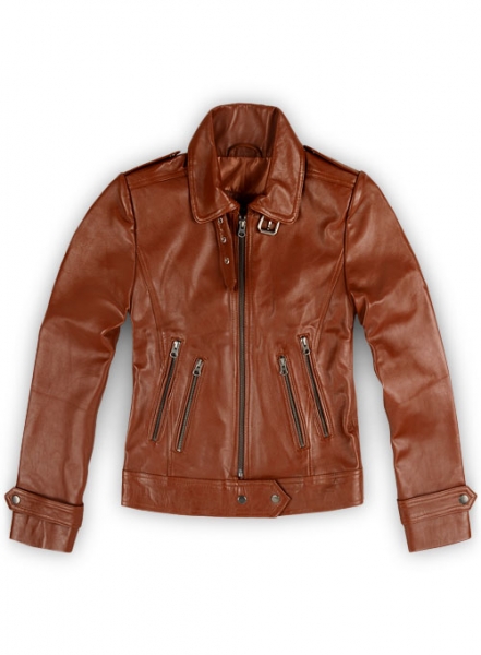 Tan Brown Leather Jacket # 219