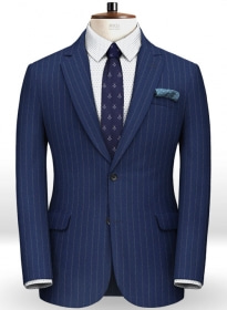 Reda Flannel Stripe Royal Blue Pure Wool Jacket