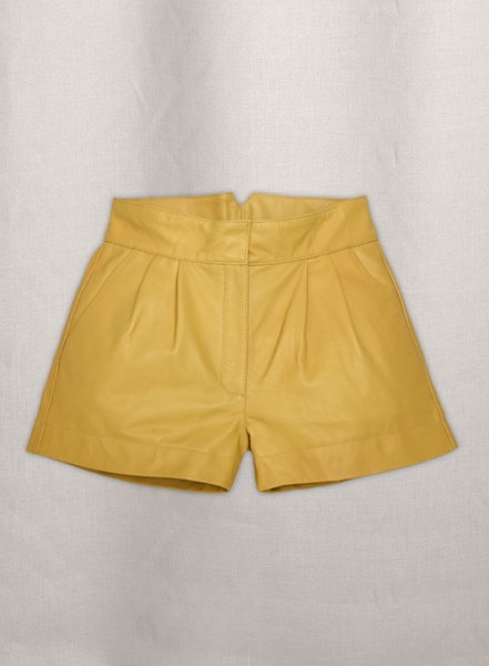 Yellow Leather Cargo Shorts Style # 360