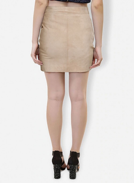 Dusty Beige Suede Basic Leather Skirt # 153