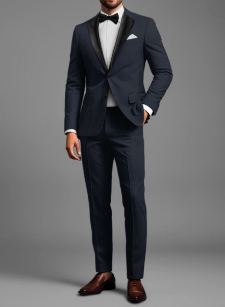 Napolean Dark Blue Wool Tuxedo Suit