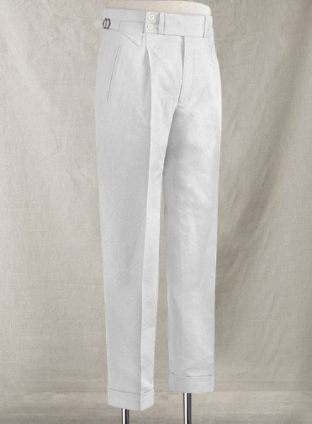 Safari White Cotton Linen Heritage Trousers