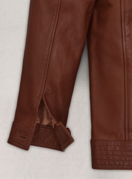 Tan Brown Washed and Wax Leather Jacket # 707