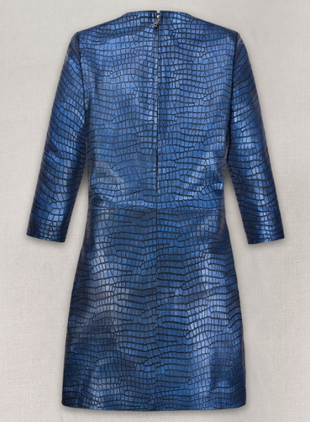 Croc Metallic Blue Cacoon Leather Dress - # 757