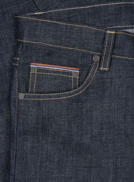 Selvedge Orange Blue Denim Jeans - Raw Unwashed