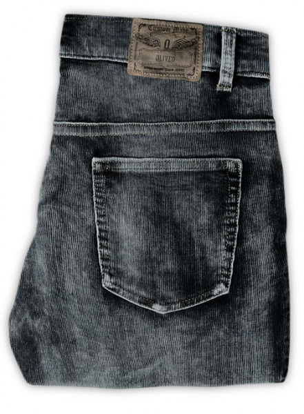 Slate Black Corduroy Stretch Jeans - Vintage Wash