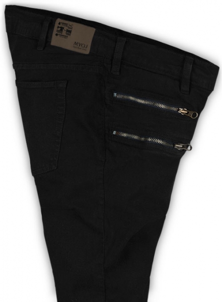 Twiggy Double Zipper Black Jeans