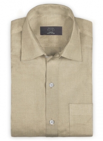 Pure Dark Beige Linen Shirt - Full Sleeves