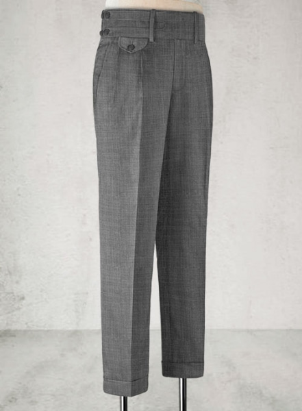 Napolean Sharkskin Gray Double Gurkha Wool Trousers