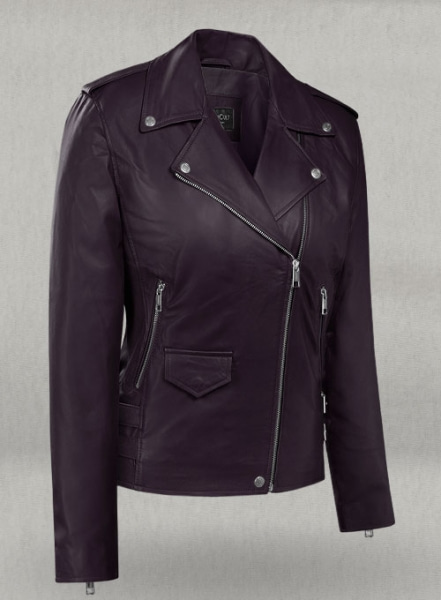 Purple Hilary Duff Leather Jacket #3