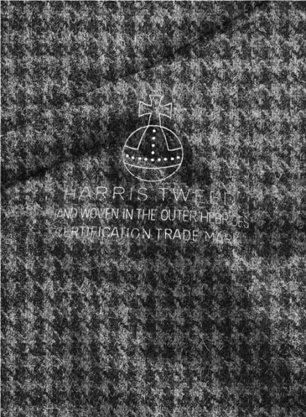Harris Tweed Houndstooth Dark Gray Pea Coat