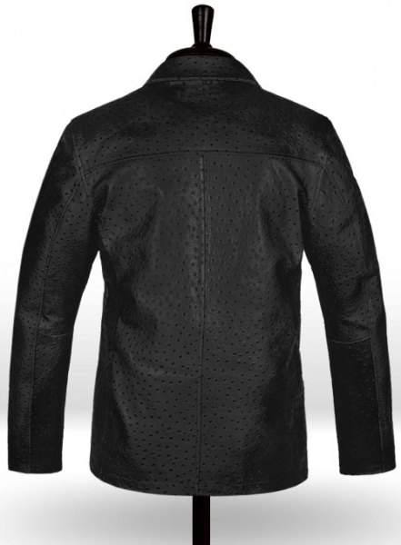 Black Ostrich Leather Hipster Jacket #2