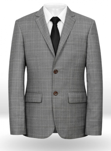 Zegna Light Gray Checks Pure Wool Jacket