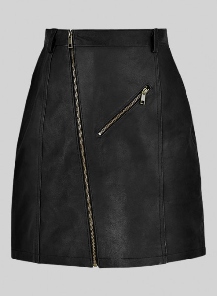 Distressed Black Stylish Leather Skirt #148