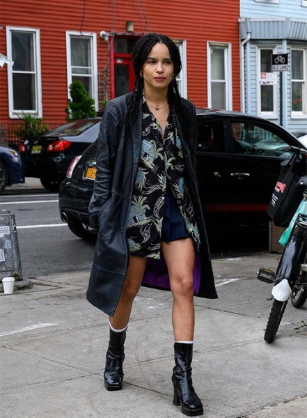 Zoe Kravitz Leather Long Coat